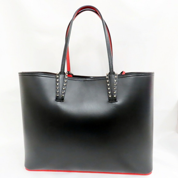 Christian Louboutin Black Tote Studded Leather Bag Kabata Pattern Love - Picture 3 of 10